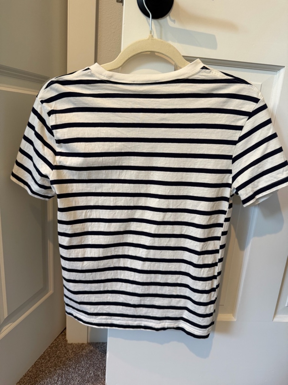 Zara White Navy Stripe Tee size small - Picture 3 of 3